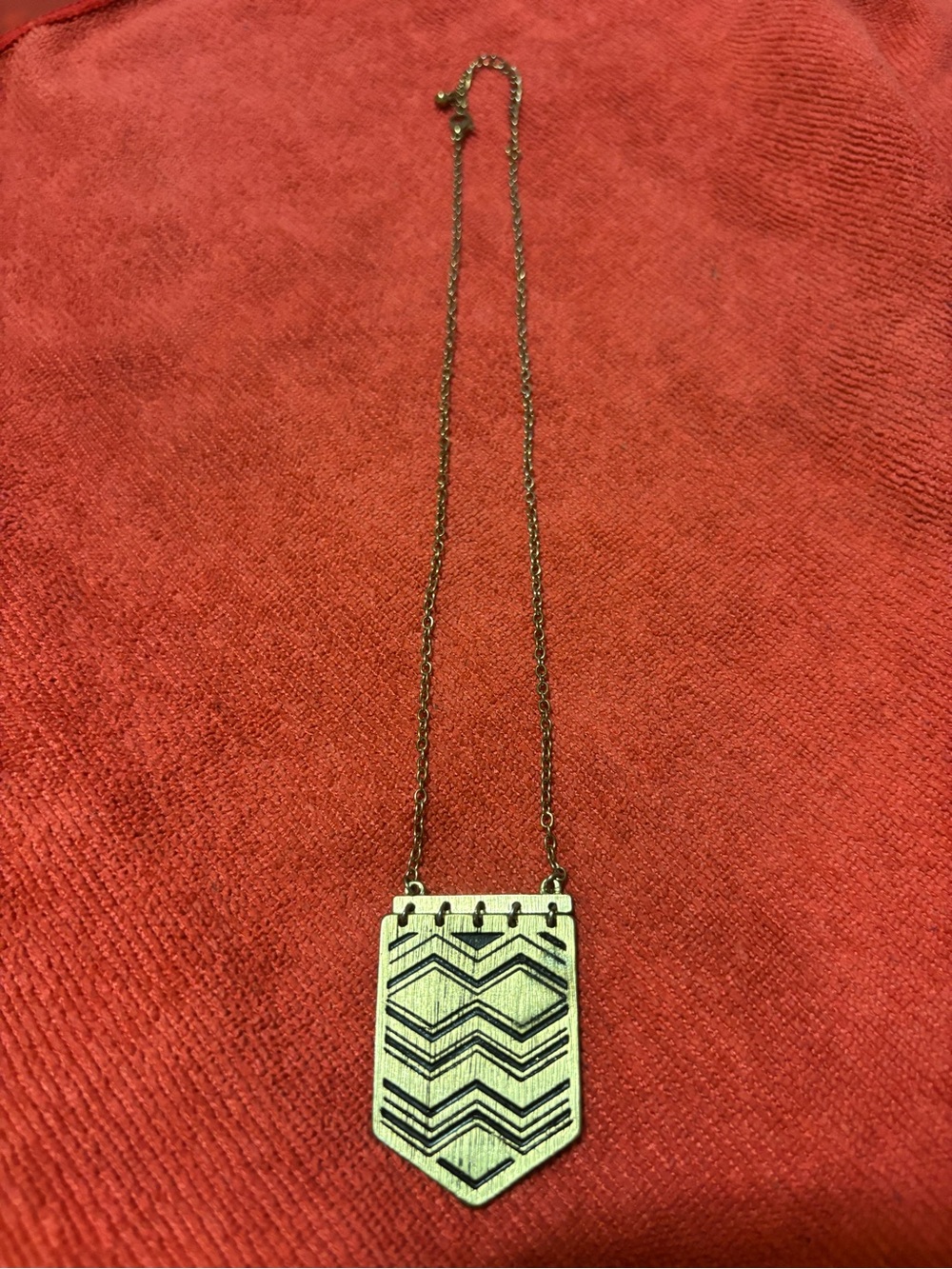 Bronze Chevron Pendant Necklace